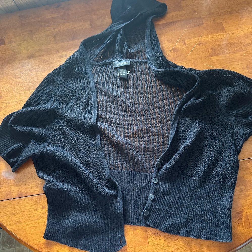 Lane Bryant Black Button-Front Cardigan